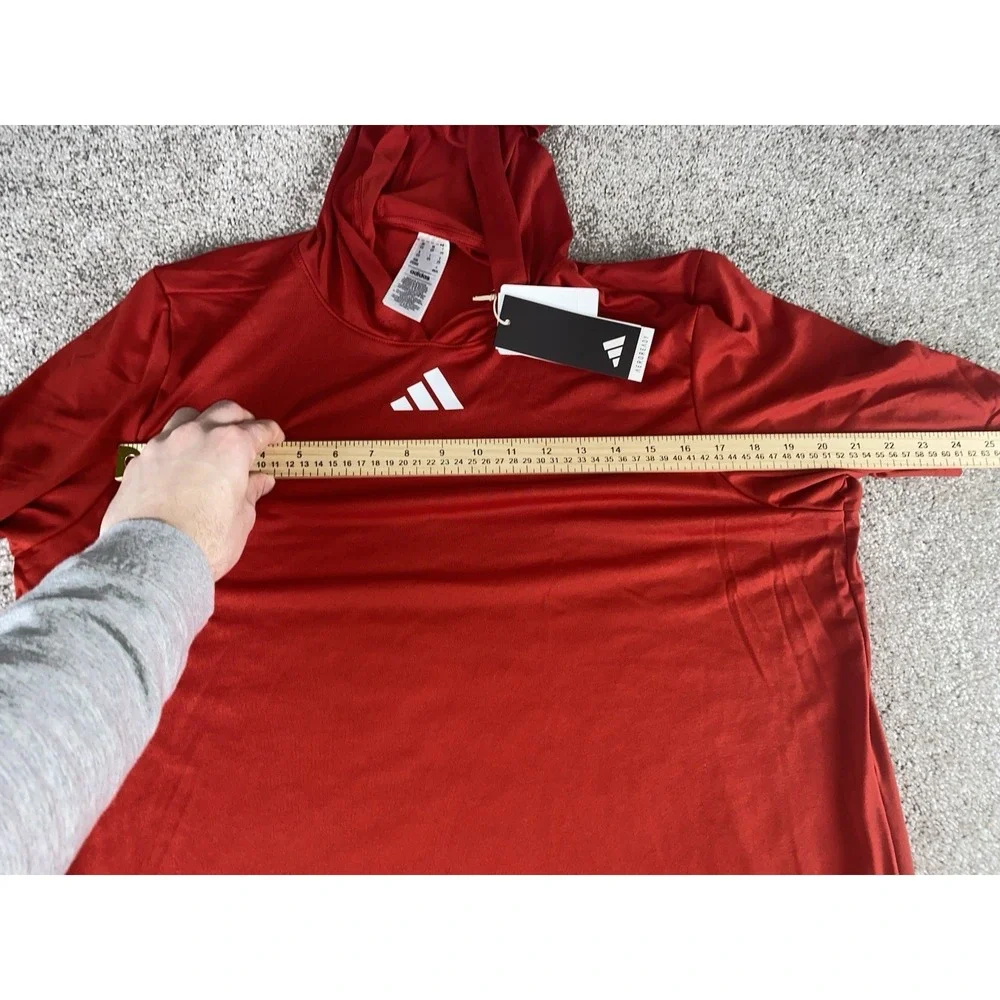 Adidas Aero Ready Short Sleeve Hoodie Pullover Mens LT (LT2) Red Performance Gym